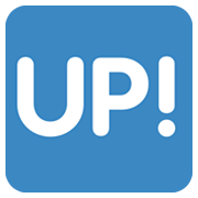 🆙 Emoji Schriftzug „UP!“ im blauen Quadrat Twitter Twemoji 13.0.
