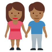👫🏾 Emoji Mann und Frau halten Hände: mitteldunkle Hautfarbe Twitter Twemoji 13.0.