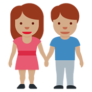 👫🏽 Emoji Mann und Frau halten Hände: mittlere Hautfarbe Twitter Twemoji 13.0.