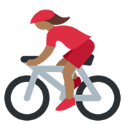 🚴🏾‍♀️ Emoji Mujer En Bicicleta: Tono De Piel Oscuro Medio en Twitter Twemoji 13.0.