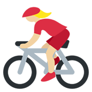 🚴🏼‍♀️ Emoji Mujer En Bicicleta: Tono De Piel Claro Medio en Twitter Twemoji 13.0.