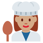 👩🏽‍🍳 Emoji Cocinera: Tono De Piel Medio en Twitter Twemoji 13.0.