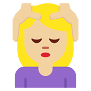 💆🏼‍♀️ Emoji Frau, die eine Kopfmassage bekommt: mittelhelle Hautfarbe Twitter Twemoji 13.0.