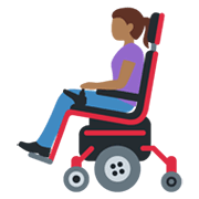 👩🏾‍🦼 Emoji Mulher Em Cadeira De Rodas Motorizada: Pele Morena Escura na Twitter Twemoji 13.0.