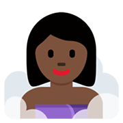🧖🏿‍♀️ Emoji Frau in Dampfsauna: dunkle Hautfarbe Twitter Twemoji 13.0.