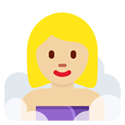 🧖🏼‍♀️ Emoji Frau in Dampfsauna: mittelhelle Hautfarbe Twitter Twemoji 13.0.
