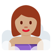 🧖🏽‍♀️ Emoji Mulher Na Sauna: Pele Morena na Twitter Twemoji 13.0.