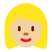 👱🏼‍♀️ Emoji Frau: mittelhelle Hautfarbe, blond Twitter Twemoji 13.0.