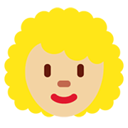 Émoji 👩🏼‍🦱 Femme : Peau Moyennement Claire Et Cheveux Bouclés sur Twitter Twemoji 13.0.