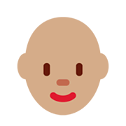 👩🏽‍🦲 Emoji Frau: mittlere Hautfarbe, Glatze Twitter Twemoji 13.0.