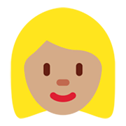 👱🏽‍♀️ Emoji Frau: mittlere Hautfarbe, blond Twitter Twemoji 13.0.