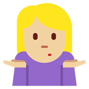 🤷🏼‍♀️ Emoji schulterzuckende Frau: mittelhelle Hautfarbe Twitter Twemoji 13.0.