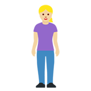 🧍🏼‍♀️ Emoji stehende Frau: mittelhelle Hautfarbe Twitter Twemoji 13.0.