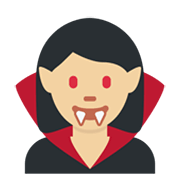 🧛🏼‍♀️ Emoji Vampiresa: Tono De Piel Claro Medio en Twitter Twemoji 13.0.
