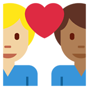👨🏾‍❤️‍👨🏼 Emoji Liebespaar - Mann: mitteldunkle Hautfarbe, Mann: mittelhelle Hautfarbe Twitter Twemoji 13.1.