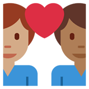 👨🏾‍❤️‍👨🏽 Emoji Liebespaar - Mann: mitteldunkle Hautfarbe, Mann: mittlere Hautfarbe Twitter Twemoji 13.1.