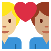 👨🏽‍❤️‍👨🏼 Emoji Liebespaar - Mann: mittlere Hautfarbe, Mann: mittelhelle Hautfarbe Twitter Twemoji 13.1.