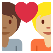 🧑🏾‍❤️‍🧑🏼 Emoji Liebespaar: Person, Person, mitteldunkle Hautfarbe, mittelhelle Hautfarbe Twitter Twemoji 13.1.