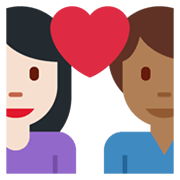 👩🏻‍❤️‍👨🏾 Emoji Pareja Enamorada - Mujer: Tono De Piel Claro, Hombre: Tono De Piel Oscuro Medio en Twitter Twemoji 13.1.