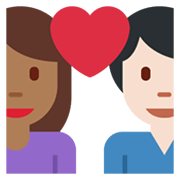 👩🏾‍❤️‍👨🏻 Emoji Pareja Enamorada - Mujer: Tono De Piel Oscuro Medio, Hombre: Tono De Piel Claro en Twitter Twemoji 13.1.