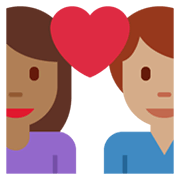 👩🏾‍❤️‍👨🏽 Emoji Liebespaar - Frau: mitteldunkle Hautfarbe, Mann: mittlere Hautfarbe Twitter Twemoji 13.1.