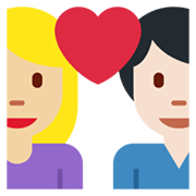 👩🏼‍❤️‍👨🏻 Emoji Liebespaar - Frau: mittelhelle Hautfarbe, Mann: helle Hautfarbe Twitter Twemoji 13.1.