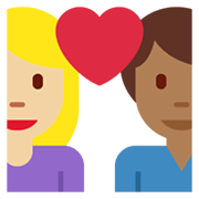 👩🏼‍❤️‍👨🏾 Emoji Pareja Enamorada - Mujer: Tono De Piel Claro Medio, Hombre: Tono De Piel Oscuro Medio en Twitter Twemoji 13.1.