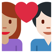👩🏽‍❤️‍👨🏻 Emoji Pareja Enamorada - Mujer: Tono De Piel Medio, Hombre: Tono De Piel Claro en Twitter Twemoji 13.1.