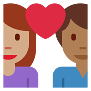 👩🏽‍❤️‍👨🏾 Emoji Pareja Enamorada - Mujer: Tono De Piel Medio, Hombre: Tono De Piel Oscuro Medio en Twitter Twemoji 13.1.