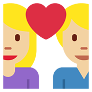 👩🏼‍❤️‍👨 Emoji sich küssendes Paar - Frau, Mann: mittelhelle Hautfarbe,mittlere Hautfarbe Twitter Twemoji 13.1.