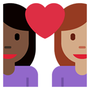👩🏿‍❤️‍👩🏽 Emoji Liebespaar - Frau: dunkle Hautfarbe, Frau: mittlere Hautfarbe Twitter Twemoji 13.1.