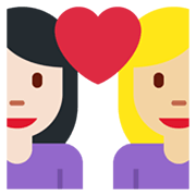 👩🏻‍❤️‍👩🏼 Emoji Liebespaar - Frau: helle Hautfarbe, Frau: mittelhelle Hautfarbe Twitter Twemoji 13.1.