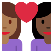 👩🏾‍❤️‍👩🏿 Emoji Liebespaar - Frau: mitteldunkle Hautfarbe, Frau: dunkle Hautfarbe Twitter Twemoji 13.1.