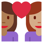 👩🏾‍❤️‍👩🏽 Emoji Liebespaar - Frau: mitteldunkle Hautfarbe, Frau: mittlere Hautfarbe Twitter Twemoji 13.1.