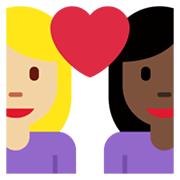 👩🏼‍❤️‍👩🏿 Emoji Liebespaar - Frau: mittelhelle Hautfarbe, Frau: dunkle Hautfarbe Twitter Twemoji 13.1.