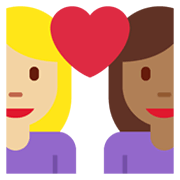 👩🏼‍❤️‍👩🏾 Emoji Liebespaar - Frau: mittelhelle Hautfarbe, Frau: mitteldunkle Hautfarbe Twitter Twemoji 13.1.