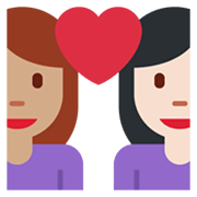 Emoji 👩🏽‍❤️‍👩🏻 Coppia Con Cuore - Donna: Carnagione Olivastra, Donna: Carnagione Chiara su Twitter Twemoji 13.1.
