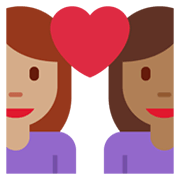 👩🏽‍❤️‍👩🏾 Emoji Liebespaar - Frau: mittlere Hautfarbe, Frau: mitteldunkle Hautfarbe Twitter Twemoji 13.1.