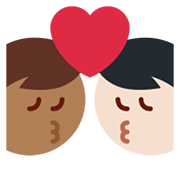 👨🏻‍❤️‍💋‍👨🏾 Emoji sich küssendes Paar - Mann: helle Hautfarbe, Mann: mitteldunkle Hautfarbe Twitter Twemoji 13.1.
