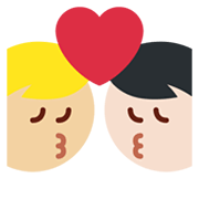 👨🏻‍❤️‍💋‍👨🏼 Emoji sich küssendes Paar - Mann: helle Hautfarbe, Mann: mittelhelle Hautfarbe Twitter Twemoji 13.1.