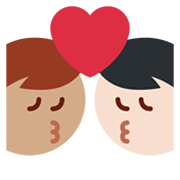 👨🏻‍❤️‍💋‍👨🏽 Emoji sich küssendes Paar - Mann: helle Hautfarbe, Mann: helle Hautfarbe Twitter Twemoji 13.1.