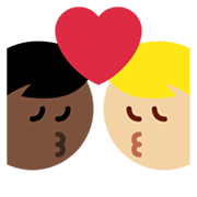 👨🏼‍❤️‍💋‍👨🏿 Emoji sich küssendes Paar - Mann: mittelhelle Hautfarbe, Mann: dunkle Hautfarbe Twitter Twemoji 13.1.