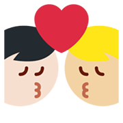 👨🏼‍❤️‍💋‍👨🏻 Emoji sich küssendes Paar - Mann: mittelhelle Hautfarbe, Mann: helle Hautfarbe Twitter Twemoji 13.1.
