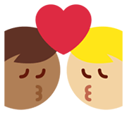 👨🏼‍❤️‍💋‍👨🏾 Emoji sich küssendes Paar - Mann: mittelhelle Hautfarbe, Mann: mitteldunkle Hautfarbe Twitter Twemoji 13.1.