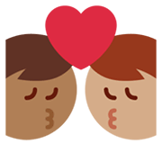 👨🏽‍❤️‍💋‍👨🏾 Emoji sich küssendes Paar - Mann: mittelhelle Hautfarbe Twitter Twemoji 13.1.