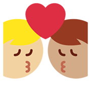 👨🏽‍❤️‍💋‍👨🏼 Emoji sich küssendes Paar - Mann: mittlere Hautfarbe, Mann: mittelhelle Hautfarbe Twitter Twemoji 13.1.