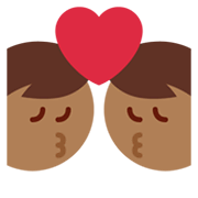 👨🏾‍❤️‍💋‍👨 Emoji sich küssendes Paar - Mann: mitteldunkle Hautfarbe, Hombre Twitter Twemoji 13.1.