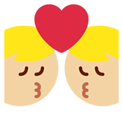 👨🏼‍❤️‍💋‍👨 Emoji sich küssendes Paar - Mann: mittelhelle Hautfarbe, Hombre Twitter Twemoji 13.1.