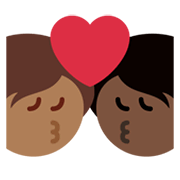 🧑🏿‍❤️‍💋‍🧑🏾 Emoji sich küssendes Paar: Person, Person, dunkle Hautfarbe, mitteldunkle Hautfarbe Twitter Twemoji 13.1.