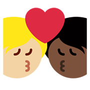 🧑🏿‍❤️‍💋‍🧑🏼 Emoji sich küssendes Paar: Person, Person, dunkle Hautfarbe, mittelhelle Hautfarbe Twitter Twemoji 13.1.